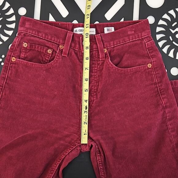 Re/Done Originals High Rise Straight Cropped Corduroy Jeans Burgundy | Women 24 - Picture 9 of 15